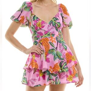 Vibrant Floral Midi Dress size XS Worn Once